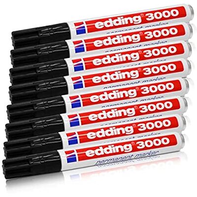 Edding EDD 3000 permanente marker, zwart, 1,5-3 mm, navulbaar, 8 stuks Edding EDD 3000 permanente marker, zwart, 1,5-3 mm, navulbaar, 8 stuks