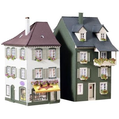 Faller 2 herenhuizen met 207 reserveonderdelen 75 x 112 x 145 mm, 68 x 91 x 134 mm I modelspoorweg accessoires H0 I modelspoorweg H0 huizen Faller 2 herenhuizen met 207 reserveonderdelen 75 x 112 x 145 mm, 68 x 91 x 134 mm I modelspoorweg accessoires H0 I modelspoorweg H0 huizen