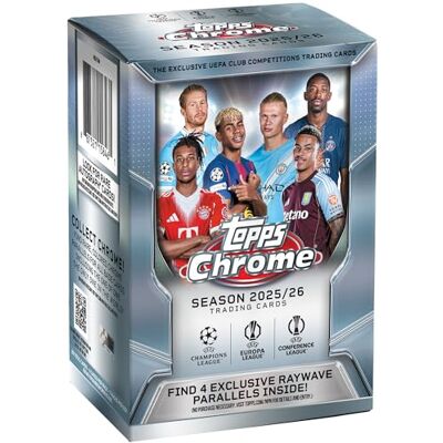 Topps Chrome UEFA Club voetbalwedstrijden 2025-26 fabrieksverzegeld voordeeldoos Topps Chrome UEFA Club voetbalwedstrijden 2025-26 fabrieksverzegeld voordeeldoos