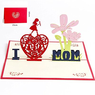 DEESOSPRO ® Moederdagkaart, verjaardagskaart voor mama, 3D pop-up wenskaart voor mama verjaardag, envelop inbegrepen DEESOSPRO ® Moederdagkaart, verjaardagskaart voor mama, 3D pop-up wenskaart voor mama verjaardag, envelop inbegrepen