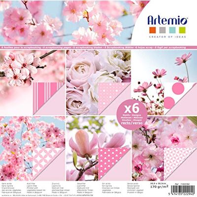 Artemio 6 stuks papieren bloemen voor scrapbooking roze 30,5 x 30,5 cm Artemio 6 stuks papieren bloemen voor scrapbooking roze 30,5 x 30,5 cm