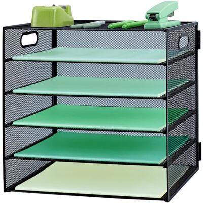 IOUGDSEC Brievenbak met handvat, bureau-bestandsorganizer, 5-traps metalen net, A4-archiefdienbladen, tijdschriftenhouder, kantooraktetas, zwart IOUGDSEC Brievenbak met handvat, bureau-bestandsorganizer, 5-traps metalen net, A4-archiefdienbladen, tijdschriftenhouder, kantooraktetas, zwart