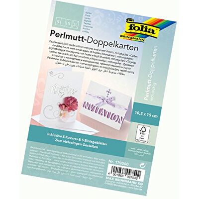 folia 179500 parelmoer dubbele kaarten, 10,5 x 15 cm, 250 g/m², 5 stuks folia 179500 parelmoer dubbele kaarten, 10,5 x 15 cm, 250 g/m², 5 stuks
