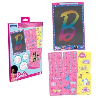 Lexibook , Barbie, magisch leisteen, artistiek en creatief speelgoed voor meisjes en jongens, kleurrijke tekeningen, scherm 28 cm, inclusief 1 pen en 6 sjablonen, roze/blauw, CRT10BB Lexibook , Barbie, magisch leisteen, artistiek en creatief speelgoed voor meisjes en jongens, kleurrijke tekeningen, scherm 28 cm, inclusief 1 pen en 6 sjablonen, roze/blauw, CRT10BB