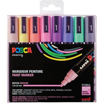 uni-ball POSCA Set van 8 PC5M Markers, pasteletui uni-ball POSCA Set van 8 PC5M Markers, pasteletui