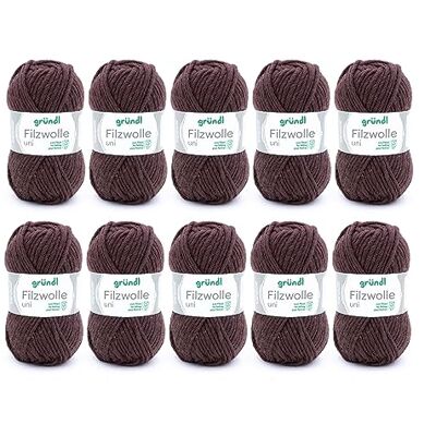 Gründl wolvilt, breien en haken, garen 100% scheerwol, 50 g/50 m, naalddikte 8-9, 10 x 50 g), chocoladebruin, 31 x 32 x 7,5 cm Gründl wolvilt, breien en haken, garen 100% scheerwol, 50 g/50 m, naalddikte 8-9, 10 x 50 g), chocoladebruin, 31 x 32 x 7,5 cm
