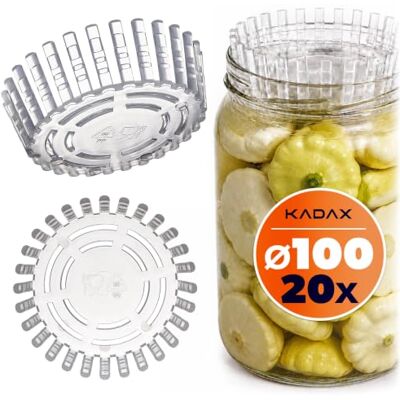KADAX 20 stuks gistingshulp 100 mm fermentatiegewichten voor potten TO100 fermentatie-inzetstuk voor zuurkool, kimchi en komkommers KADAX 20 stuks gistingshulp 100 mm fermentatiegewichten voor potten TO100 fermentatie-inzetstuk voor zuurkool, kimchi en komkommers