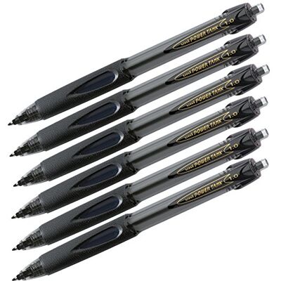 Faber-Castell uni-ball® Power Tank intrekbare balpen, 6× zwart, 1 Faber-Castell uni-ball® Power Tank intrekbare balpen, 6× zwart, 1