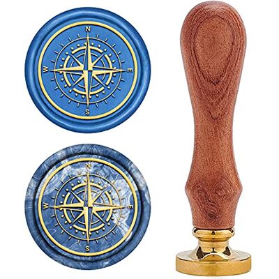 CRASPIRE Kompas Wax Stempel, Retro Houten Wasstempel 25mm Verwijderbare Messing Afdichting Houten Handvat voor Enveloppen Uitnodigingen Bruiloft Verfraaiing CRASPIRE Kompas Wax Stempel, Retro Houten Wasstempel 25mm Verwijderbare Messing Afdichting Houten Handvat voor Enveloppen Uitnodigingen Bruiloft Verfraaiing