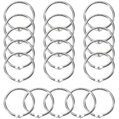 Cheerhom 20 stuks metalen ringbanden voor losse bladeren, ringbandringen, zilverfolie, 25 mm, voor kantoor en school, zilver Cheerhom 20 stuks metalen ringbanden voor losse bladeren, ringbandringen, zilverfolie, 25 mm, voor kantoor en school, zilver