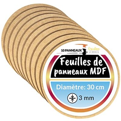 Creative 10 x MDF-plaat, rond, 300 x 300 x 3 mm, diameter 30 cm Houten plaat, ruw hout, ideaal voor knutselen, lasersnijden, gravure, houten platen voor pyrografie, linografie Creative 10 x MDF-plaat, rond, 300 x 300 x 3 mm, diameter 30 cm Houten plaat, ruw hout, ideaal voor knutselen, lasersnijden, gravure, houten platen voor pyrografie, linografie