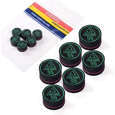 CUESOUL 6 stuks, 9 lagen, 14 mm, pigskin cue-tips voor zwembadstokjes (super zacht) CUESOUL 6 stuks, 9 lagen, 14 mm, pigskin cue-tips voor zwembadstokjes (super zacht)