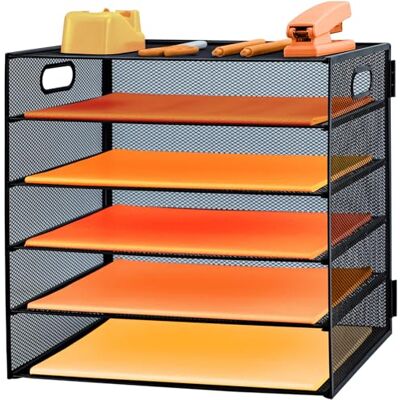 PLSOPPKG Brievenbak met 5 niveaus met handvat, bureau-bestandsorganizer van metaalgaas met dienbladen, A4 bureau-archiefdienbladen, tijdschriftenhouder voor thuis, kantoor, school PLSOPPKG Brievenbak met 5 niveaus met handvat, bureau-bestandsorganizer van metaalgaas met dienbladen, A4 bureau-archiefdienbladen, tijdschriftenhouder voor thuis, kantoor, school