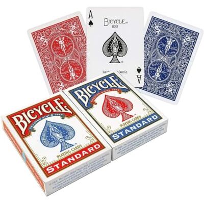 Bicycle Set van 2 speelkaarten, uniseks, rood, blauw, standaard, 88 x 63 mm Bicycle Set van 2 speelkaarten, uniseks, rood, blauw, standaard, 88 x 63 mm