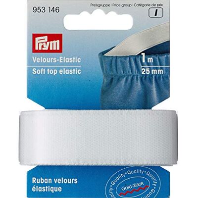 Prym 25 mm, 1 m, zacht, elastisch, wit Prym 25 mm, 1 m, zacht, elastisch, wit