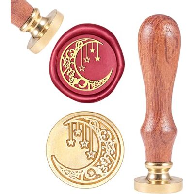 CRASPIRE Waskussen, wasstempels voor het kopen van maan en sterren, retro, hout, waszegel, 25 mm, afneembaar, messing afdichting, houten handvat, voor enveloppen, uitnodigingen, verfraaiing CRASPIRE Waskussen, wasstempels voor het kopen van maan en sterren, retro, hout, waszegel, 25 mm, afneembaar, messing afdichting, houten handvat, voor enveloppen, uitnodigingen, verfraaiing