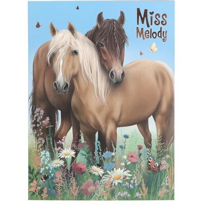 Depesche 12933 Miss Melody tas met paarden- en bloemenmotief, inclusief briefpapier, enveloppen en stickers, meerkleurig, eenheidsmaat Depesche 12933 Miss Melody tas met paarden- en bloemenmotief, inclusief briefpapier, enveloppen en stickers, meerkleurig, eenheidsmaat