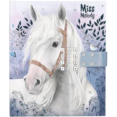Depesche Miss Melody 13237 dagboek met cijfercode en geluid, blauw en paars, met paardenmotief en 80 kleurrijke gelinieerde en geïllustreerde pagina's Depesche Miss Melody 13237 dagboek met cijfercode en geluid, blauw en paars, met paardenmotief en 80 kleurrijke gelinieerde en geïllustreerde pagina's