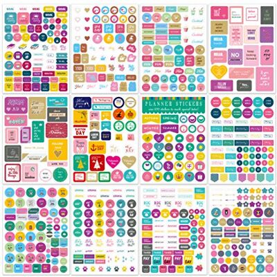 JUHONNZ Planner Stickers Set, 12 Vellen Variëteit Mini Pictogrammen Dagelijkse Planning Stickers Maandelijkse en Wekelijkse Leven Tabs Budget Planner Essentials Stickers voor DIY Kalender Bullet Journal Scrapbook en Agenda's (#A) JUHONNZ Planner Stickers Set, 12 Vellen Variëteit Mini Pictogrammen Dagelijkse Planning Stickers Maandelijkse en Wekelijkse Leven Tabs Budget Planner Essentials Stickers voor DIY Kalender Bullet Journal Scrapbook en Agenda's (#A)