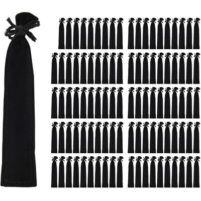 Kopinma 100 stuks fluwelen pennenzakjes met trekkoord, zwart, met trekkoord, voor vulpen, potloden, cadeau voor school en kantoor Kopinma 100 stuks fluwelen pennenzakjes met trekkoord, zwart, met trekkoord, voor vulpen, potloden, cadeau voor school en kantoor