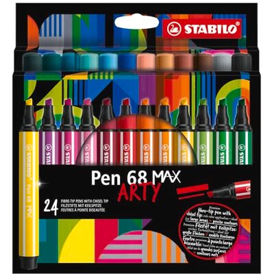 STABILO viltstiften Pen 68 MAX Doos met 24 kleurstiften met grote punt, serie ARTY STABILO viltstiften Pen 68 MAX Doos met 24 kleurstiften met grote punt, serie ARTY