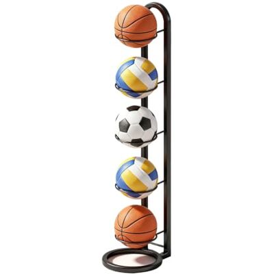 JUDACAIFU Balstandaard met 5 niveaus, afneembare balhouder, basketbalmand, geschikt als opbergstandaard voor ballen zoals voetbal, basketbal en volleybal JUDACAIFU Balstandaard met 5 niveaus, afneembare balhouder, basketbalmand, geschikt als opbergstandaard voor ballen zoals voetbal, basketbal en volleybal