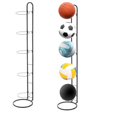 fuxunamz Balhouder met 5 niveaus voor volleybal, voetbal, basketbal, wandhouder voor garagebal, metalen display (zwart) fuxunamz Balhouder met 5 niveaus voor volleybal, voetbal, basketbal, wandhouder voor garagebal, metalen display (zwart)