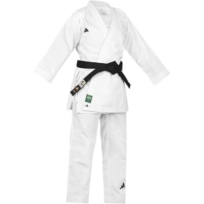 Adidas WKF Kumite Fighter Karate Gi kostuum, uniform, 220 g, geventileerde Climacool-technologie, elastische tailleband, WKF-goedgekeurd, polykatoen, vechtsport, training, sparring, voor mannen Adidas WKF Kumite Fighter Karate Gi kostuum, uniform, 220 g, geventileerde Climacool-technologie, elastische tailleband, WKF-goedgekeurd, polykatoen, vechtsport, training, sparring, voor mannen