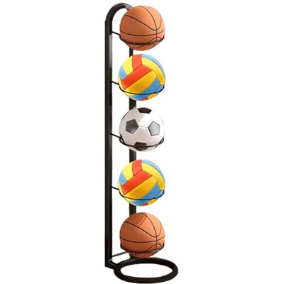GOMETY Basketbal, voetbal, volleybal, rugby, opbergrek met 5 niveaus, afneembare standaard voor basketbal, voetbal, volleybal, rugby GOMETY Basketbal, voetbal, volleybal, rugby, opbergrek met 5 niveaus, afneembare standaard voor basketbal, voetbal, volleybal, rugby