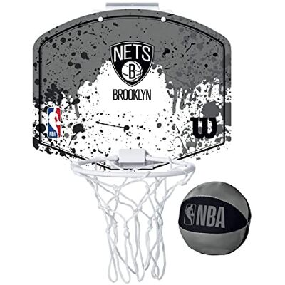 Wilson Mini-basketbalring, NBA-team mini-ring van de Brooklyn Nets, kunststof Wilson Mini-basketbalring, NBA-team mini-ring van de Brooklyn Nets, kunststof