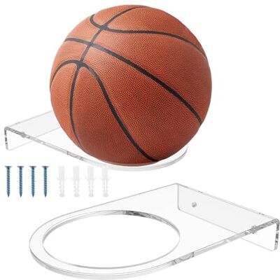 Guniata Set van 2 transparante acryl wandhouders voor basketbal, voetbal, volleybal, presentatie en opslag Guniata Set van 2 transparante acryl wandhouders voor basketbal, voetbal, volleybal, presentatie en opslag