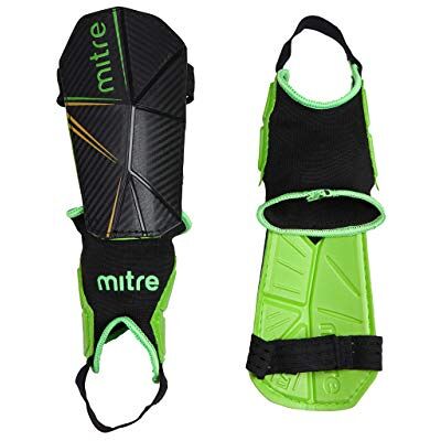 Mitre Delta scheenbeschermers voor voetbal, zwart/groen/geel Mitre Delta scheenbeschermers voor voetbal, zwart/groen/geel