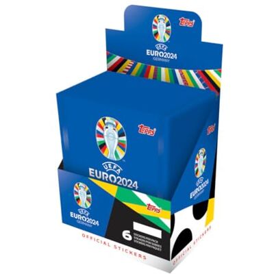 Topps Officiële EURO 2024-stickerverzameling van Complete doos (50 pakjes). 6 stickers per pak (300 stickers) Topps Officiële EURO 2024-stickerverzameling van Complete doos (50 pakjes). 6 stickers per pak (300 stickers)