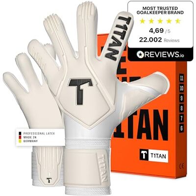 T1TAN Legend White-Out Keepershandschoenen voor training en wedstrijd, kinderen en volwassenen, professionele handschoenen, 4 mm Gecko Grip kleefschuim, Made in Germany T1TAN Legend White-Out Keepershandschoenen voor training en wedstrijd, kinderen en volwassenen, professionele handschoenen, 4 mm Gecko Grip kleefschuim, Made in Germany