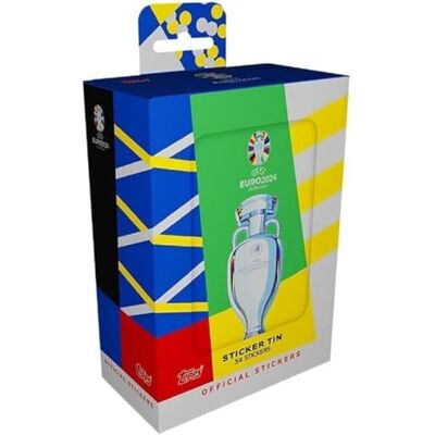 Topps Officiële EURO 2024-stickercollectie van stickerblik bevat 54 EURO 2024 stickers. Topps Officiële EURO 2024-stickercollectie van stickerblik bevat 54 EURO 2024 stickers.