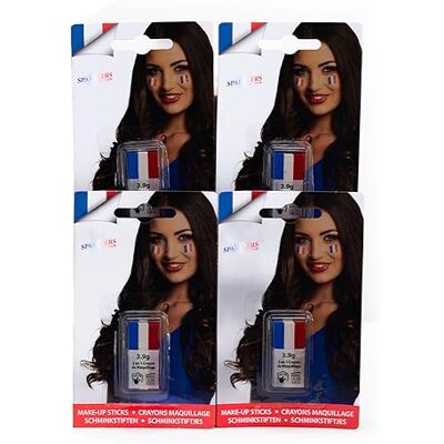 SPARKLERS CLUB Driekleurige make-up, 4 stuks, blauw, wit, rood, van stick ter ondersteuning van het Franse team – eenvoudig te bedienen, ideaal voor het Franse team tijdens het wereldkampioenschap rugby voetbal SPARKLERS CLUB Driekleurige make-up, 4 stuks, blauw, wit, rood, van stick ter ondersteuning van het Franse team – eenvoudig te bedienen, ideaal voor het Franse team tijdens het wereldkampioenschap rugby voetbal