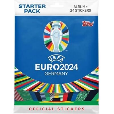 Topps Officiële Euro 2024 Sticker Collection Starter Pack bevat 24 stickers plus album van 88 pagina‘s. Topps Officiële Euro 2024 Sticker Collection Starter Pack bevat 24 stickers plus album van 88 pagina‘s.