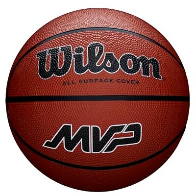 Wilson MVP Basketbal gemaakt van duurzaam rubber voor prestaties op alle oppervlakken, verbeterde grip en controle, kleur: bruin, maat: 6 Wilson MVP Basketbal gemaakt van duurzaam rubber voor prestaties op alle oppervlakken, verbeterde grip en controle, kleur: bruin, maat: 6