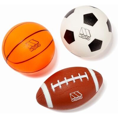 M MOLTO Set van drie sportballen: voetbal, basketbal en rugby (3) M MOLTO Set van drie sportballen: voetbal, basketbal en rugby (3)