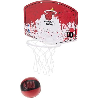 Wilson Mini-basketbalring, NBA-team mini-ring van de Miami Heat, kunststof Wilson Mini-basketbalring, NBA-team mini-ring van de Miami Heat, kunststof