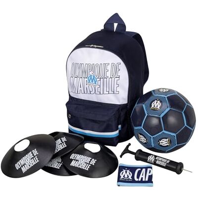 OLYMPIQUE DE MARSEILLE Voetbalset om ballon + tas + pomp + armband + kegels – officiële collectie OLYMPIQUE DE MARSEILLE Voetbalset om ballon + tas + pomp + armband + kegels – officiële collectie
