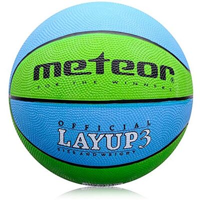 meteor Basketbal, voor binnen en buiten, ruw oppervlak, asfalt, granulaat, uniseks, kleur kinderen, jongeren, zacht en veertig, maat 3, ideaal voor training/zachte basketballay-out 3 meteor Basketbal, voor binnen en buiten, ruw oppervlak, asfalt, granulaat, uniseks, kleur kinderen, jongeren, zacht en veertig, maat 3, ideaal voor training/zachte basketballay-out 3