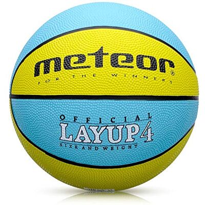meteor Basketbal, voor binnen en buiten, ruw oppervlak, asfalt, granulaat, uniseks, kleur kinderen, jongeren, zacht en veertig, maat 3, ideaal voor training/zachte basketballay-out 3 meteor Basketbal, voor binnen en buiten, ruw oppervlak, asfalt, granulaat, uniseks, kleur kinderen, jongeren, zacht en veertig, maat 3, ideaal voor training/zachte basketballay-out 3