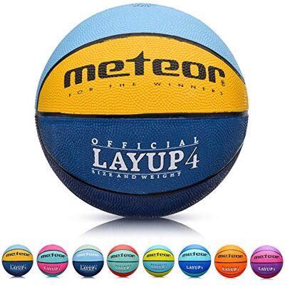meteor Basketbal, voor binnen en buiten, ruw oppervlak, asfalt, granulaat, uniseks, kleur kinderen, jongeren, zacht en veertig, maat 3, ideaal voor training/zachte basketballay-out 3 meteor Basketbal, voor binnen en buiten, ruw oppervlak, asfalt, granulaat, uniseks, kleur kinderen, jongeren, zacht en veertig, maat 3, ideaal voor training/zachte basketballay-out 3