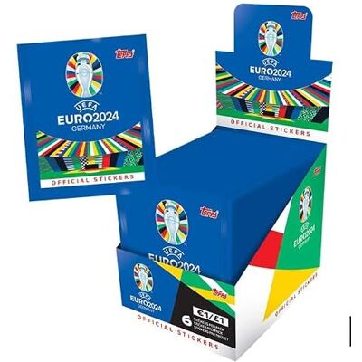 Topps Officiële Euro 2024-collectie complete doos (100 pakketten) 6 stickers per verpakking (600 stickers). Topps Officiële Euro 2024-collectie complete doos (100 pakketten) 6 stickers per verpakking (600 stickers).