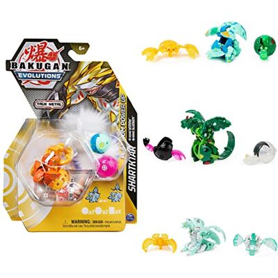 BAKUGAN Evolutions' Power Up Set van 3 Power Up ballen met 1 Platinum Series Ball (met metalen kern) en 2 nanogan (mini-bal voor extra B-vermogen), verschillende varianten BAKUGAN Evolutions' Power Up Set van 3 Power Up ballen met 1 Platinum Series Ball (met metalen kern) en 2 nanogan (mini-bal voor extra B-vermogen), verschillende varianten