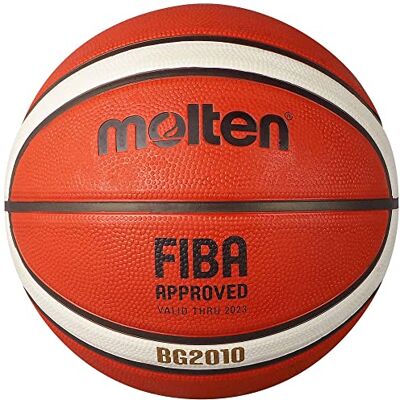 Molten BG2010 Deep Seams FIBA goedgekeurde premium rubberen basketbal voor binnen en buiten, oranje/ivoor Molten BG2010 Deep Seams FIBA goedgekeurde premium rubberen basketbal voor binnen en buiten, oranje/ivoor