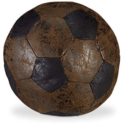 Relaxdays Deurstopper voor voetbal, stof, voor vloer, gevuld met zand, decoratieve stop, zwaar, Ø 20 cm, bruin Relaxdays Deurstopper voor voetbal, stof, voor vloer, gevuld met zand, decoratieve stop, zwaar, Ø 20 cm, bruin