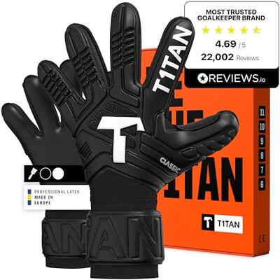 T1TAN Classic 1.0 Keepershandschoenen Black-Out zonder vingerbescherming, voetbalhandschoenen, verschillende maten en kleuren T1TAN Classic 1.0 Keepershandschoenen Black-Out zonder vingerbescherming, voetbalhandschoenen, verschillende maten en kleuren