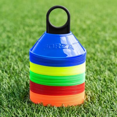 FORZA Mini-markeringspunten voor sporttraining, 50/1000 stuks, duurzame en veelzijdige kegels voor voetbal, rugby en meer, transporthouder FORZA Mini-markeringspunten voor sporttraining, 50/1000 stuks, duurzame en veelzijdige kegels voor voetbal, rugby en meer, transporthouder